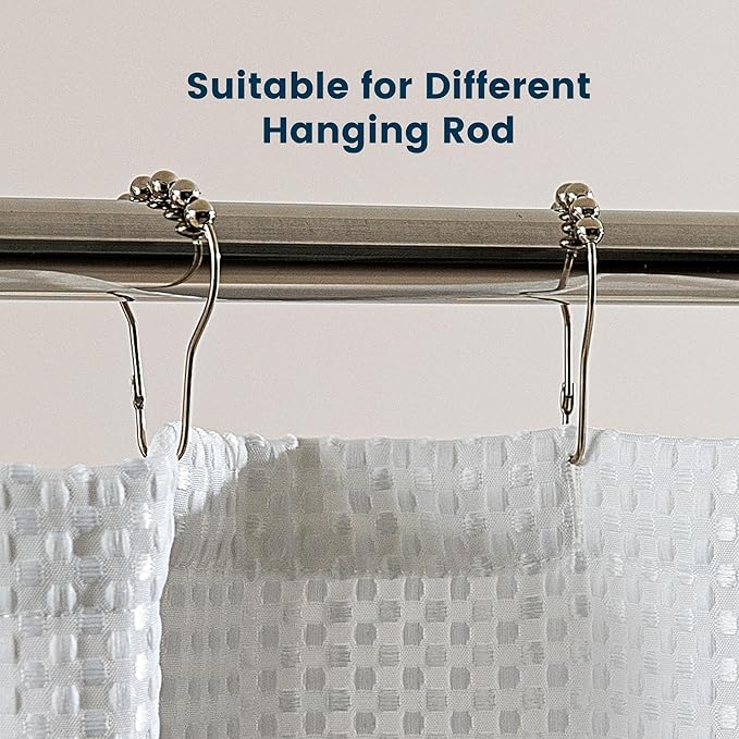 SLEEP ZONE Shower Curtain Liner, Waffle Shower Curtains for Bathroom, Heavy Duty Thick Fabric Shower Curtains - 285GSM Luxury Weighted Polyester Bath Curtain, 72" W x 78" L (White)