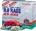 Recycled Color Knit Cleaning Rags (2 x 25 lbs. Compressed Box) – Shop Cloths Bulk for Workshops, Mechanics, Painters, and Home Use, Multipurpose Cotton T-Shirt Rags
