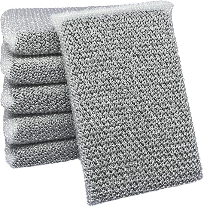 Elite Silver Scrubber Sponge, 6 Pack, Non Scratch, Sponges for Kitchen and Household Use, Made in USA (Regular)