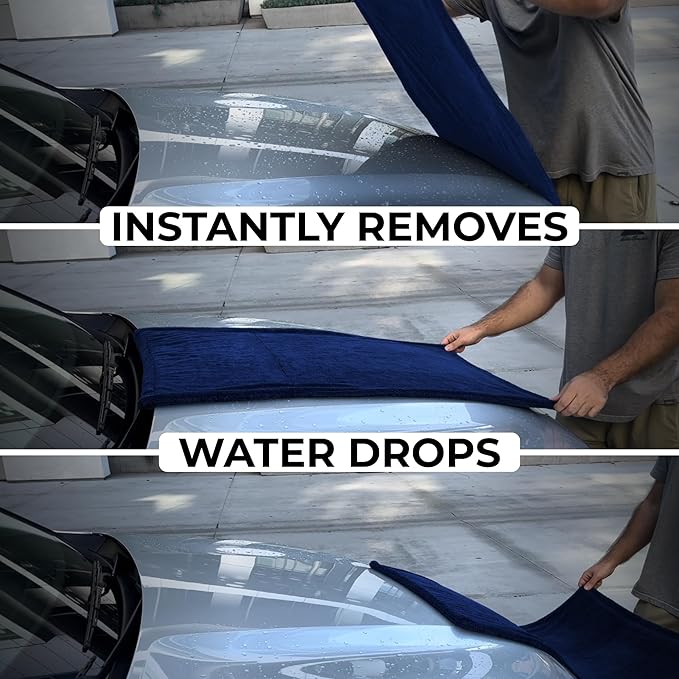 WEST BROS Large Car Drying Towel, 1300 GSM Professional Car Towel with Double Twisted Loop,Super Absorbent Large Microfiber Drying Towels for Cars, Trucks, SUVs - 20"x26", Navy