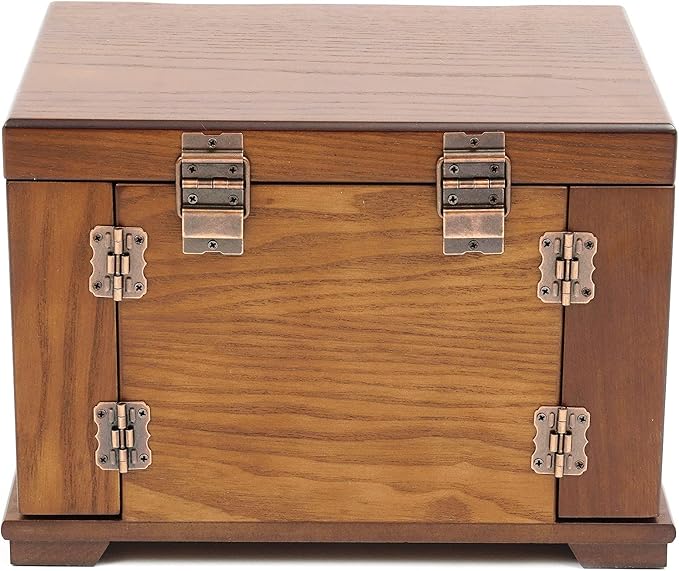 Eapmic Extra Large 4 Layers Wooden Jewelry Box Jewelry Case Cabinet Armoire Ring Necklacel Gift Storage Box Organizer (4 Layers,Brown)