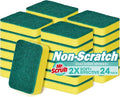 Mr. Scrub Sponges Kitchen Scrub Dish Sponge Scouring Pad, 24 Pack Cleaning Brush Scrubber Supplies for Soap, Dishwashing Dinnerware Sets Pan Pot Towels Cloth Rags Holder Glass Dishwasher Sink Bathroom
