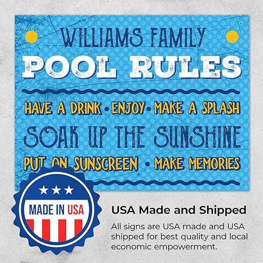 Custom Pool Sign, Pool Rules Make A Splash for Pool Décor Sign, 18x24 Inches, Rust Free .063 Aluminum, Fade Resistant, Made in USA by Sigo Signs