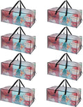 VENO 8 Pack Heavy Duty Moving Bags, Christmas Storage Bins with Lids, Clear Design, Alternative to Moving Boxes, Storage Bags for Clothes, Blankets, Comforters, Pillows, Camping (Clear, 8 Pack)