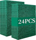GUEICN Heavy Duty Scour Pads Sponge Dish Scrubber Non-Scratch Green Reusable Household Scrub Pads for Kitchen and Dish Cleaning Tool (24Pcs)