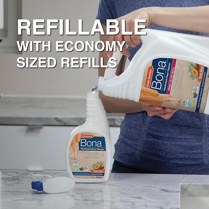 Bona Hardwood Floor Cleaner Spray - 32 fl oz - Cedar Wood Scent - Refillable - Residue-Free Floor Cleaning Solution for Wood Floors