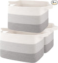 Storage Baskets for Organizing, Woven Baskets for Shelves, Rectangle Decorative Organizer for Storage Clothes, Toy, Books, Towels Nursery Bins 3 Pack (Gradient Grey, 13"x9.85"x8.7")