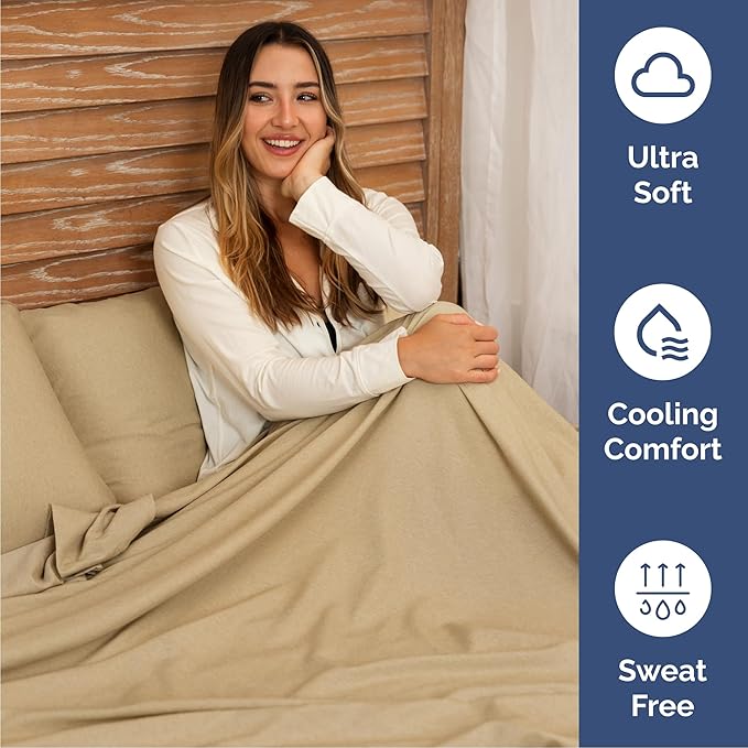 Queen 6 Piece Sheet Set - Comfy Breathable & Cooling - Soft Hotel Luxury Bedding Set with 8-16 Inch Deep Pockets - 1 Flat & 1 Fitted Sheet & 4 Pillowcases - Wrinkle Free & Easy Care - Heathered Tan