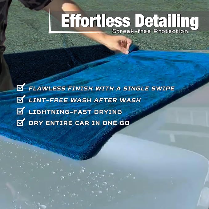 WEST BROS XL Car Drying Towel, 1300 GSM Professional Car Towel with Double Twisted Loop, Car Drying Towels Extra Large Super Absorbent, Microfiber Drying Towels for Cars, Trucks, SUVs - 40"x24", Navy