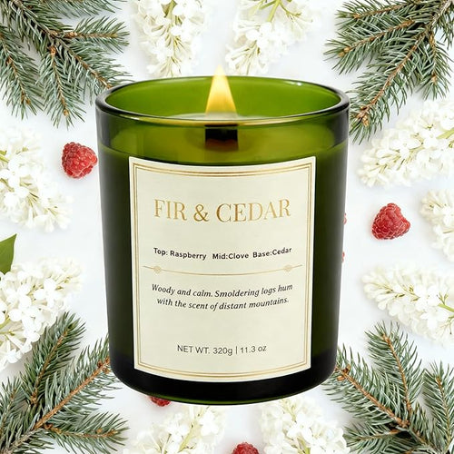2 Pack Wood Wick Scented Candle Gift Set –Balsam Fir & Cedarwood Natural Soy Wax Candles with Individual Gift Boxes,Long Lasting 22.6 oz Aromatherapy Candles for Home Decor,Holiday Gifts