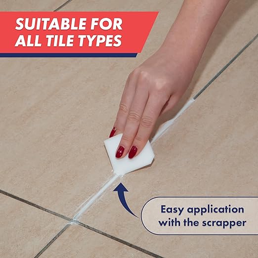 ZippySolve Tile Grout, Repair Kit, Restore & Renew Tile Joints Line, Fast Drying Grout Paint Squeeze Tube for Bathroom Shower Kitchen Floor, Waterproof (8.8 oz, White)