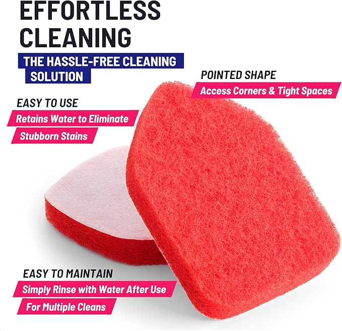 Moku Home Replacement Scrubber Refill for Moku Home Extendable Tub Tile Shower Brush for Cleaning Non-Scratch (2X Scrubber Sponge Red)
