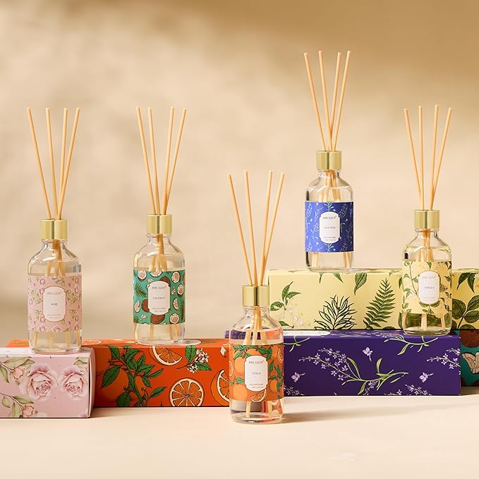 Airkeep Reed Diffuser Oil Set with Reed Sticks,Rose Aromatherapy Oil Scent Diffuser for Home Office Bathroom Decoration Perfume and Gifts 3.38oz/100ml