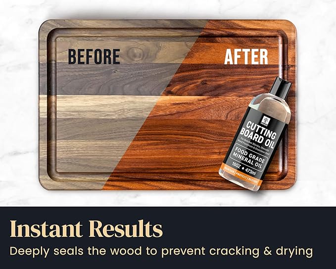 Mevell Food Grade Mineral Oil for Wood Cutting Board - 16oz, Food Safe USP Certified Cutting Board Oil & Butcher Block Conditioner for Bamboo Boards, Marble, Soapstone, Stainless Steel, Made in USA