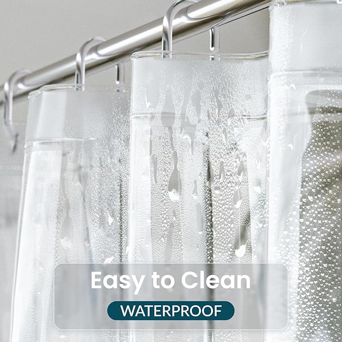 Titanker Clear Shower Curtain Liner, Premium PEVA Shower Liner Heavy Duty Waterproof Shower Curtains for Bathroom with Big Stones and Grommets, 72x72 Inches