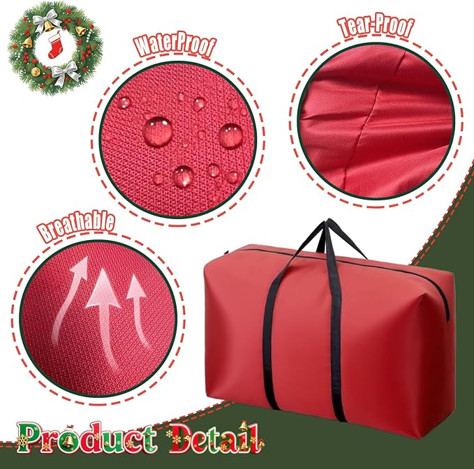 Small Christmas Tree Storage Bag Heavy Duty Christmas Tree Bag for 3FT/4FT/5FT Detachable Christmas Tree 600D Oxford Waterproof Dusty-Proof with 2 Reinforced Handle,Large Zipper Opening