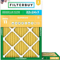 Filterbuy 22x24x1 Air Filter MERV 11 Superior Pet & Allergy Defense (2-Pack), Electrostatic Pleated HVAC AC Furnace Filters Replacement, Made in USA (Actual Size: 21.50 x 23.50 x 0.75)