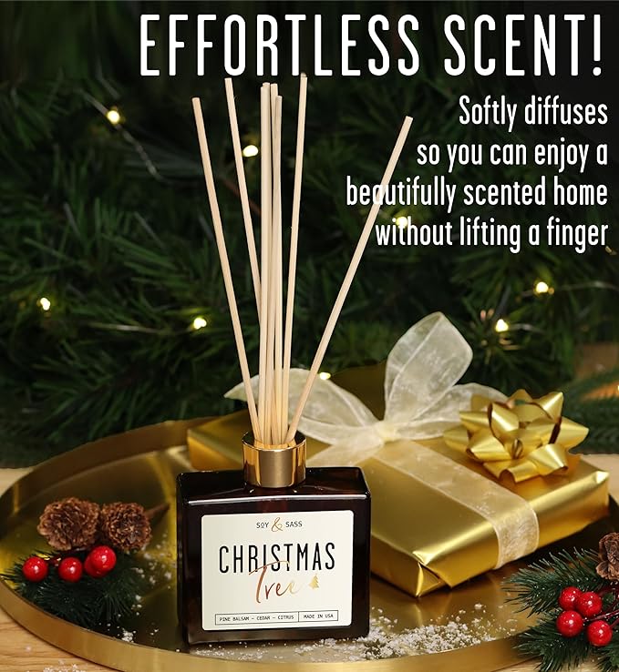 Christmas Tree Diffuser, Christmas Diffuser Decor - w/Pine Balsam, Cedar & Citrus I Infused w/Essential Oils I 3.75 OZ Oil I Long-Lasting Scent Lasts 4-6 Month's I Made in The USA