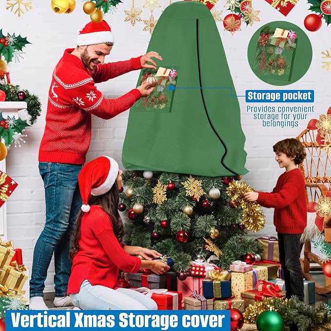 SIRUITON Upright Christmas Tree Storage Bag for 9 ft Tall,Heavy Duty 210D Oxford Fabric Vertical Xmas Storage Bags,Waterproof & Tear-Resistant Christmas Tree Cover with UV Protection