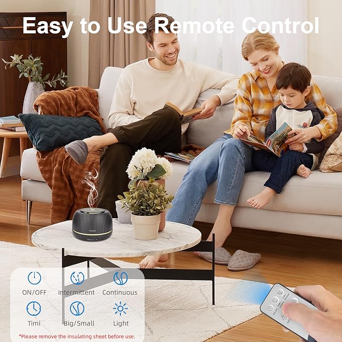 300ML Essential Oil Diffuser,Ultrasonic Aromatherapy Diffuser, 7-Color Gradient Lights, Remote Control, 8 Hours Run Time, Suitable for Home,Office