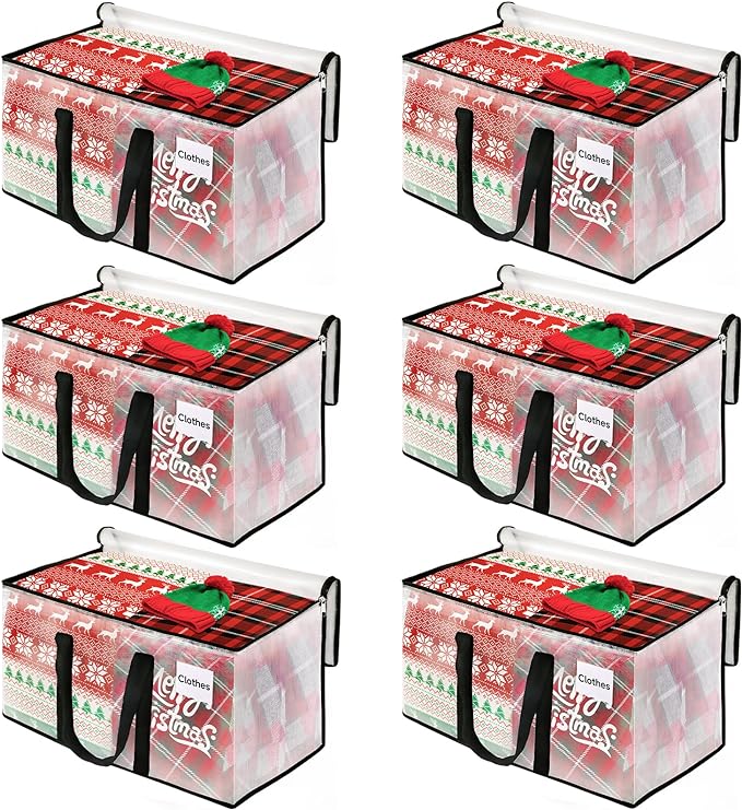 BlissTotes 6-Pack Heavy Duty Extra Large Clear Moving Bags, 93L
