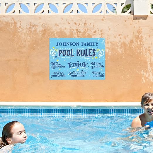 Custom Pool Sign, Fun Pool Rules for Pool Decor Sign, 18x24 Inches, Rust Free .063 Aluminum, Fade Resistant, Made in USA by Sigo Signs