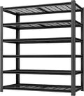 LI JIU HOME 6 Tier Metal Shelving Unit, Adjustable Storage Shelves, 84" H x 55" W x 24" D Heavy Duty Garage Shelves for Warehouse, Basement, Kitchen, Pantry, Living Room, Black (6T 84 * 55 * 24)
