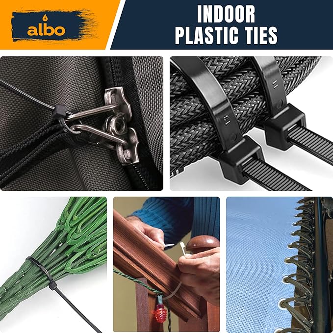 ALBO White Zip Ties Assorted Sizes 800 Pack 4+6+8+10+12 inch Plastic Cable Ties Wire Tie UV Resistant Nylon Tie Wraps Assorted Sizes