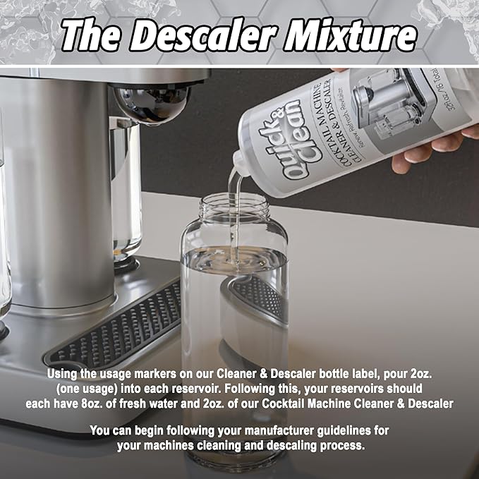 Quick & Clean Cocktail Machine Cleaner & Descaler - Made in the USA - Cleaner & Descaler for At-Home Cocktail Machines - Removes Mineral & Limescale Buildup