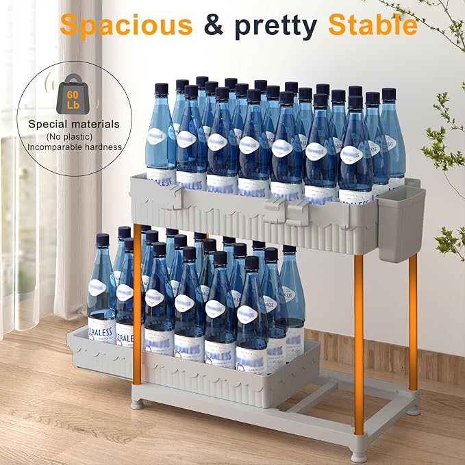 Sevenblue 3 Pack Under Sink Organizers, 2-Tier Multi-Use Kitchen and Bathroom Organizers and Storage with Sliding Drawers，Bathroom Cabinet Organizer (Gray, 12.8 Inch)