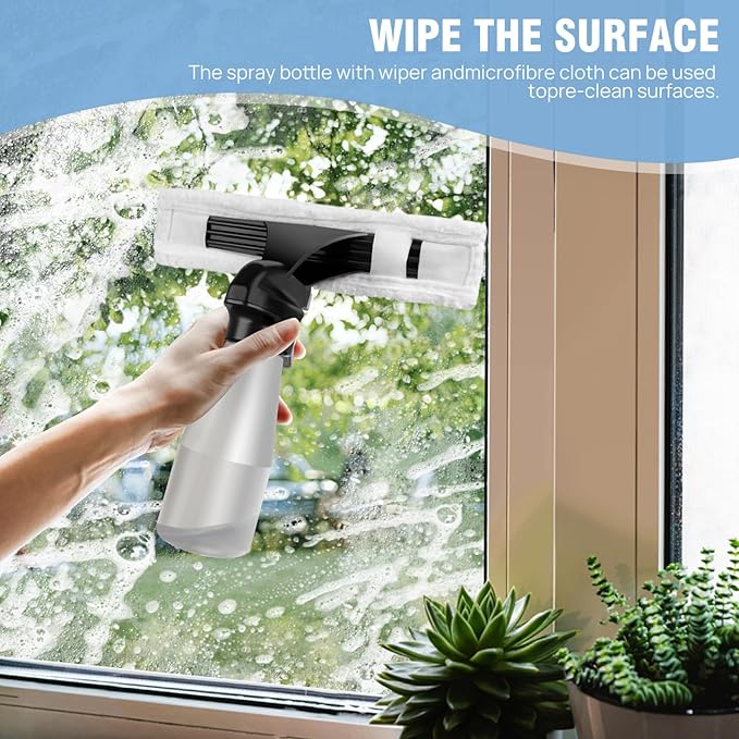 Window Vacuum Squeegee Cordless Electric Window Cleaner Squeegee Sparkling Finish Mirror Cleaner Tool for Showers, Glass, Countertops, Tiles Vacuum, Electric, f