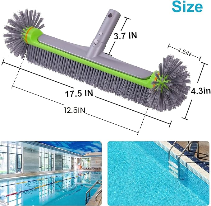 Sepetrel Pool Brush Head for Cleaning Walls,Heavy Duty Inground/Above Ground Swimming Pool Round Scrub Brushes with Premium Strong Bristle & Reinforced Aluminium Back,Grey