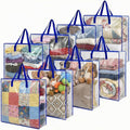 8 Pcs Clear Wreath Storage Bags 26 Inch Christmas Decoration Garland Container Door Garland Holiday Wreath Storage Holder with Handle and Zipper Heavy Duty Plastic Packing Totes(Blue)