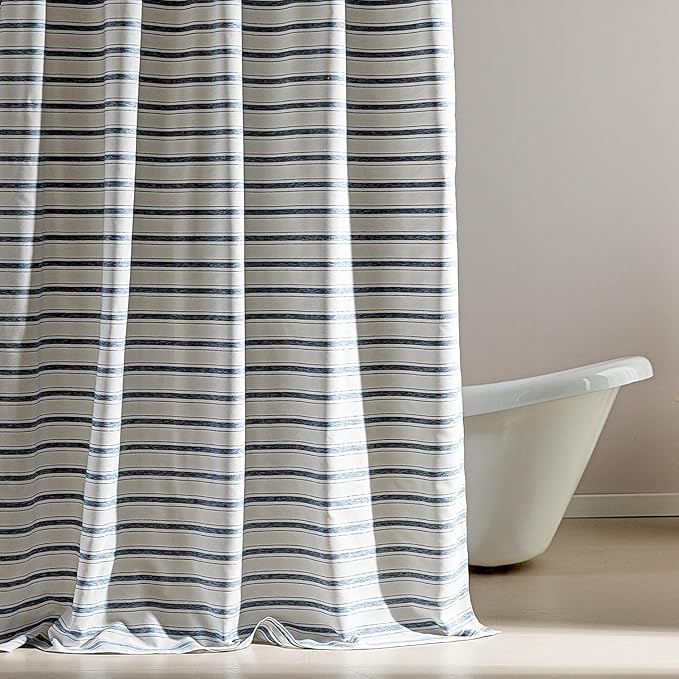 SLEEP ZONE Shower Curtain Liner, Waffle Shower Curtains for Bathroom, Heavy Duty Thick Fabric Shower Curtains - 285GSM Luxury Weighted Polyester Bath Curtain, 72" × 86" (Blue)