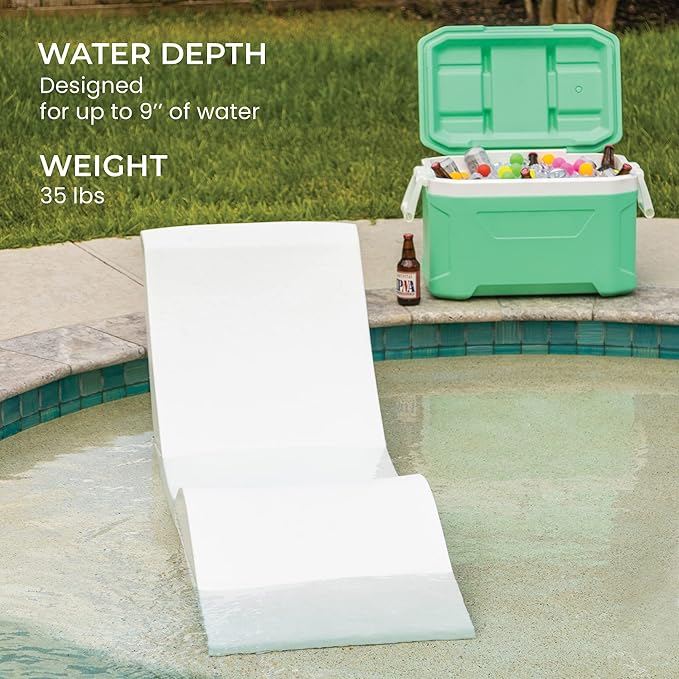 Aqua Outdoors in-Pool Chaise Set - Two Chaises - Two Headrest Pillows and One in Pool Side Table - for ledges up to 9" inches (Grey Granite-Blue)