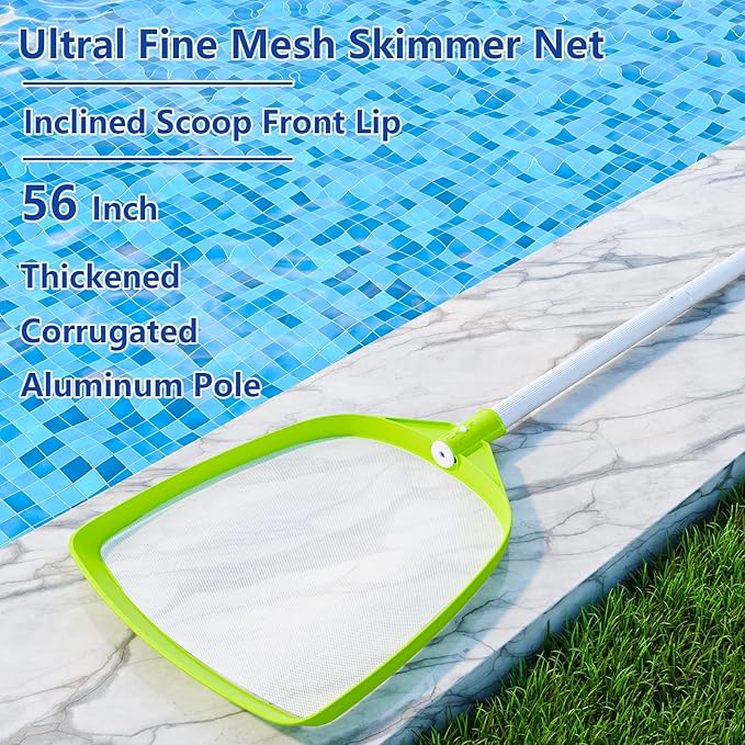 Sepetrel Pool Skimmer Net- Total Length 72 inches Ultral Fine Mesh Rake with Pole,Accessories for Cleaning Inground/Above Ground Swimming Pool, Pond,Spa and Hot Tub Leaf Debris
