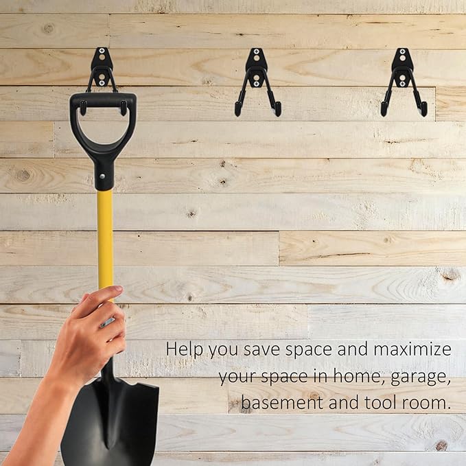 KAROSOM 4 Pack Garage Hooks, Garage Tool Organizer Wall Mount, Heavy Duty for Utility Organizer, Steel Utility Garage Hooks for Ladders, Garden Tools, Bike