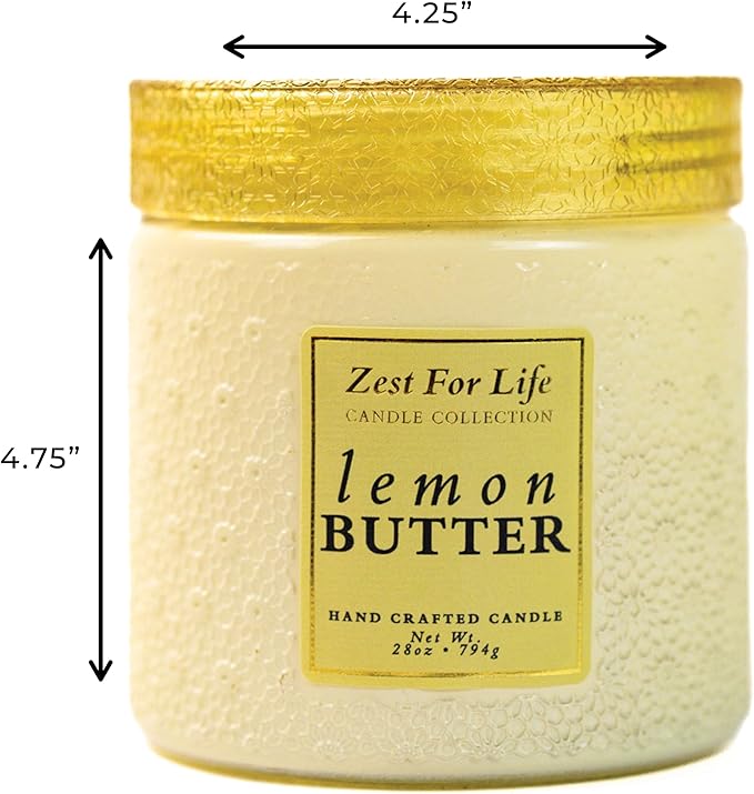 A Cheerful Giver - 28oz Large Scented Candle Jar with Lid- Zest for Life - 130 Hours of Burn Time, Gift for Women (Large, Lemon Butter)