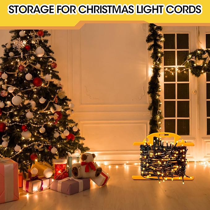 Ripeng 3 Pcs ABS Heavy Duty Extension Cord Storage Reel, Portable Christmas Light Storage Cord Organizer, Portable Hose Organizer Wrap-holds 100 Feet, H-shape Reel (Yellow)