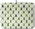 Wnoesat Christmas Dish Drying Mat for Kitchen Counter 18x24 Inch Sage Green Xmas Tree Drying Pad Winter Holiday Dish Draining Mat Microfiber Absorbent Dish Drainer Rack Mat for Coffee Bar