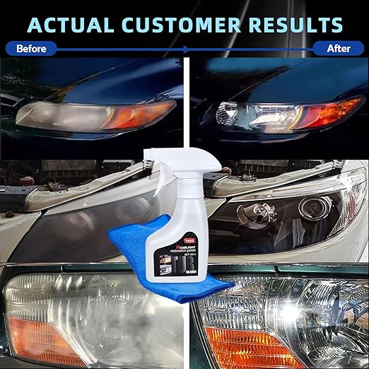 Headlight Restoration Kit - Restores Yellowed, Oxidized & Hazy Headlights to Crystal-Clear Clarity | Advanced UV Protection Sealant | No Power Tools Required, All-in-One DIY Kit for Safer Driving