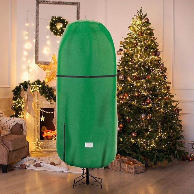 Upright Christmas Tree Storage Cover,Tear Resistant Adjustable Christmas Tree Storage Bag for 6 FT Artificial Tree Standing with Ornaments,Xmas Tree Cover, Dustproof