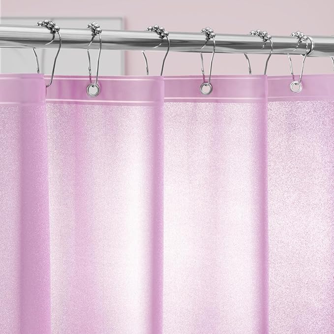 Dreamy Pink Glitter PEVA Shower Curtain Long 78 Length, Waterproof Plastic Sparkle Shower Curtain Liner with 3 Weighted Magnets, 72x78 Shimmery Rose Pink Décor Bathroom Shower Curtain or Liner