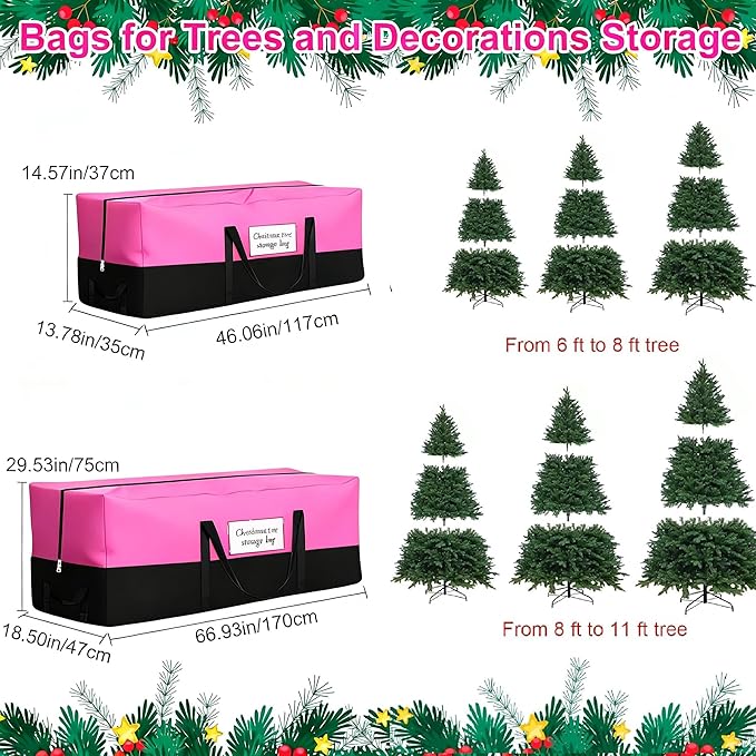 Christmas Tree Storage Bag, Fits Up 10 Ft Tall Artificial Trees, Heavy-Duty 600D Oxford Tree Bag with Reinforced Handles Zipper Clear Pocket, Storage Bags for Moving Items, Clothing, Outdoor, Bedding