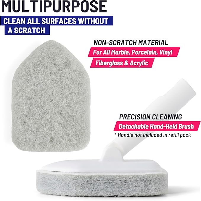 Moku Home Replacement Scrubber Refill for Moku Home Extendable Tub Tile Shower Brush for Cleaning Non-Scratch (2X Scrubber Sponge Gray)
