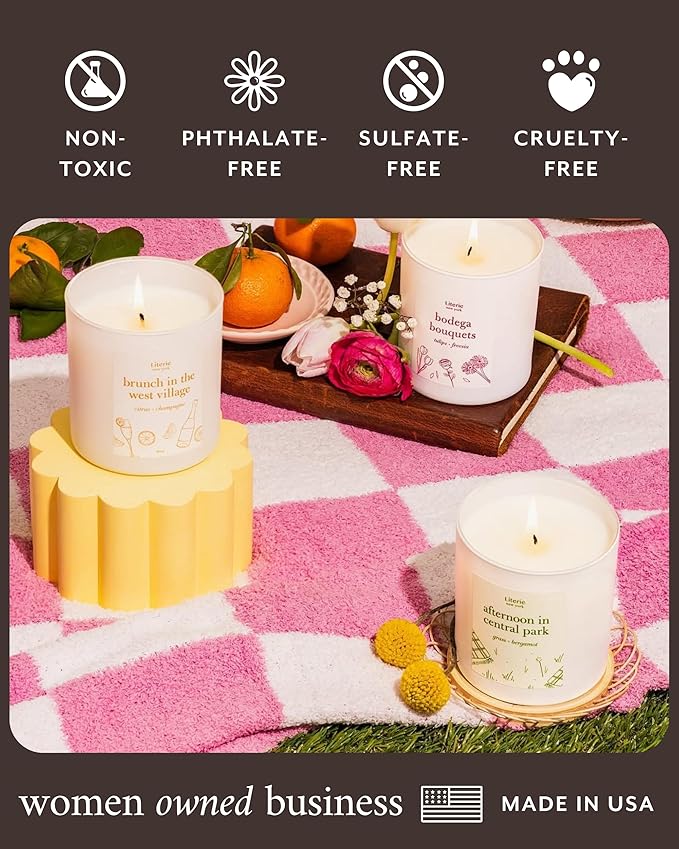 Literie NYC Inspired Scented Candle: Beers at The Ballpark - Citrus & Hops Scent, 9oz, 50 Hour Burn, Vegan Soy & Coconut Blend Candle for Home Decor, Gift for Women & Men