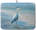 Kwlegh Summer Blue Dish Drying Mat for Kitchen Counter 18x24 Inch Heron Coastal Beach Drying Mats Nautical Ocean Bird Dishes Drainer Mats Microfiber Absorbent Dish Rack Pad