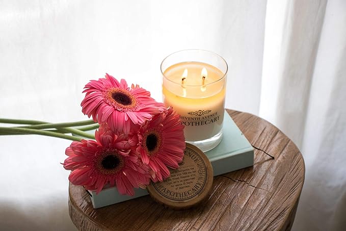 Premium Scented 100% Soy Candle - Cider + Mulled Spices - Long Lasting 65+ Hour Burn Time Glass - Hand Poured in USA by Seventh Avenue Apothecary
