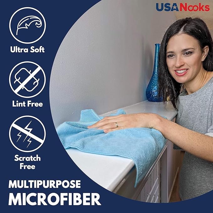 USANOOKS Microfiber Cleaning Cloth - Turq - 50Pcs (12.5x12.5 inch) High Performance - 1200 Washes, Ultra Absorbent Car Towel Traps Grime & Liquid for Streak-Free Mirror Shine - car Washing Cloth