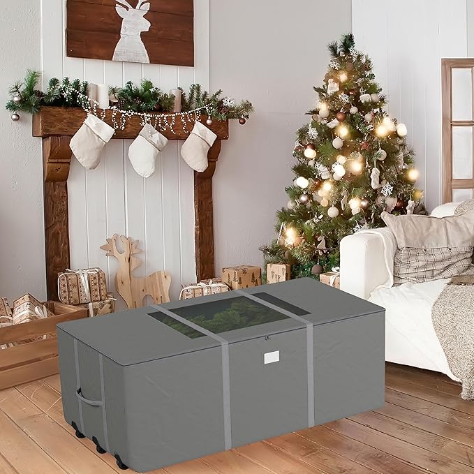 Christmas Tree Storage Bag - Rolling Bag for 12FT Disassembled Artificial Trees, Seasonal Decor, Packing, Moving, and Home Storage by Elf Stor (Gray)